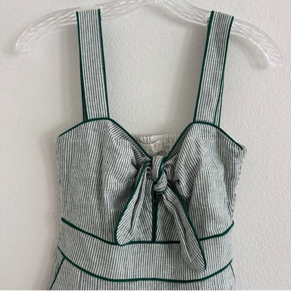 Caroline Constas Green-Trim Striped Cotton Romper - Picture 2 of 14